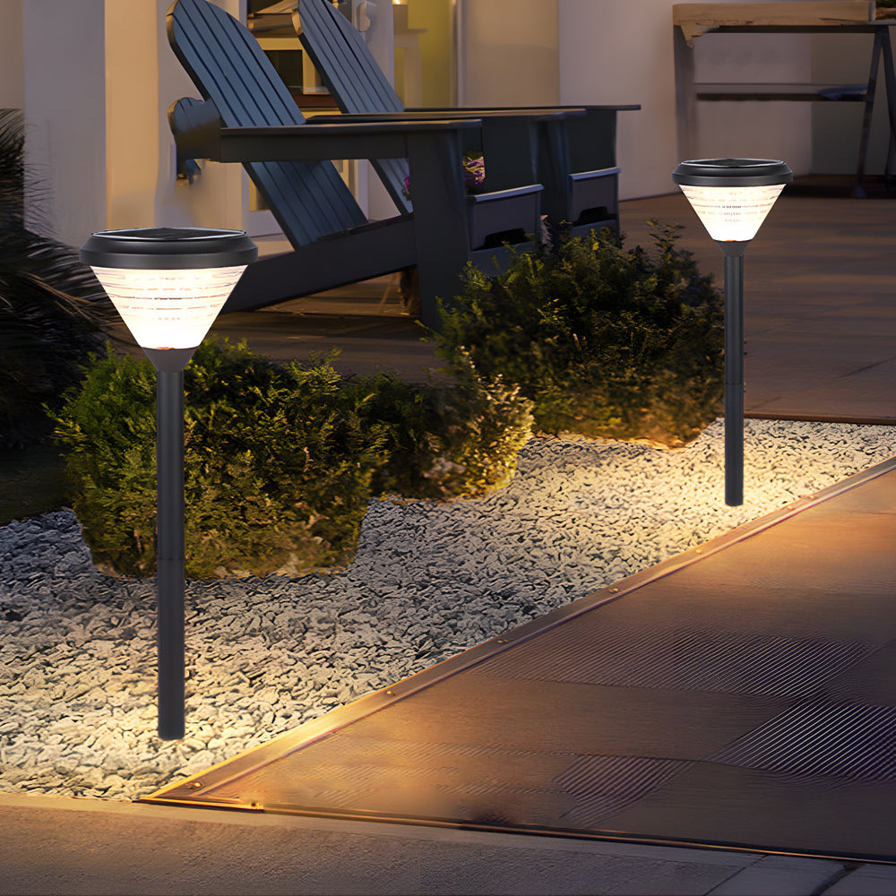 27.6-Inch H Black LED Solar Pathway Landscape Lights-Lighom