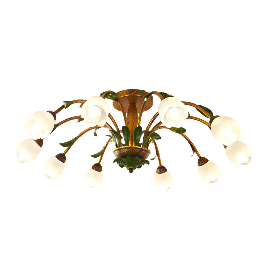 Pastoral Flowers Dimmable American Ceiling Light