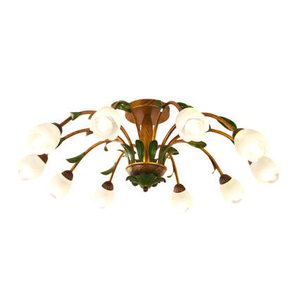 Pastoral Flowers Dimmable American Ceiling Light