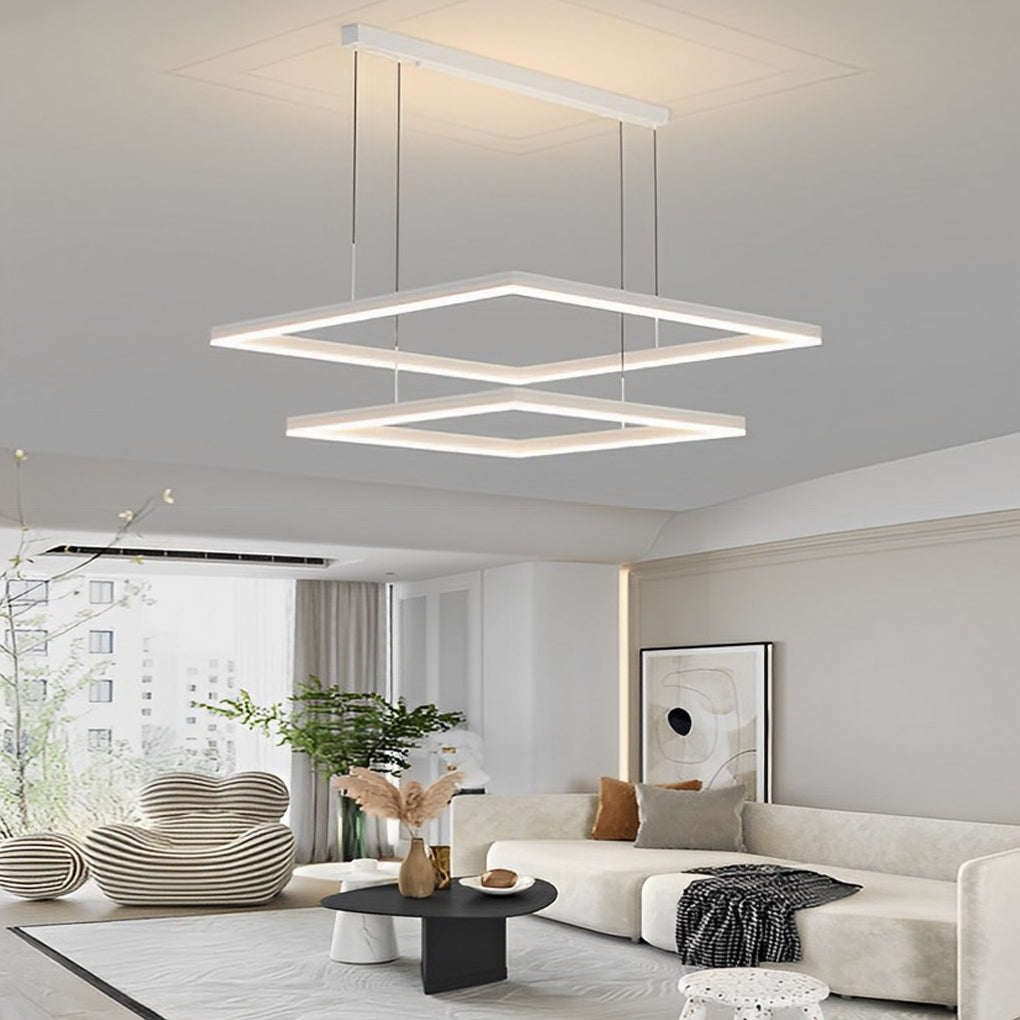 Ultra Thin Square Rings Dimmable LED Modern Chandelier
