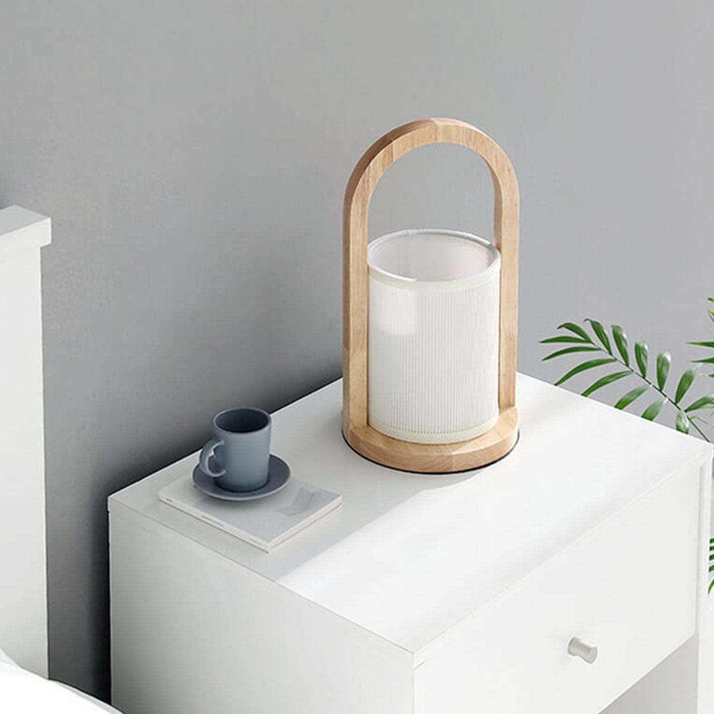 Nordic Fabric Column Solid Wood Table Lamp