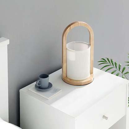 Nordic Fabric Column Solid Wood Table Lamp