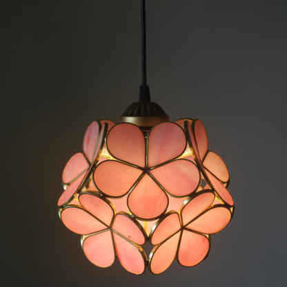 Vintage Stained Glass Petal Pendant Light