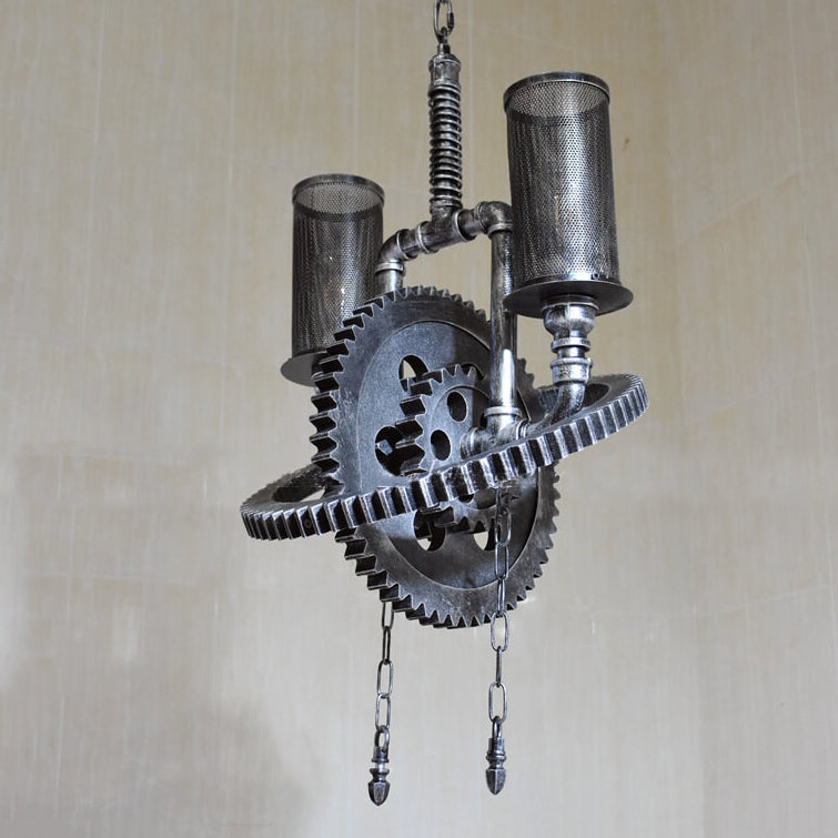Vintage Industrial Iron Gear Chandelier