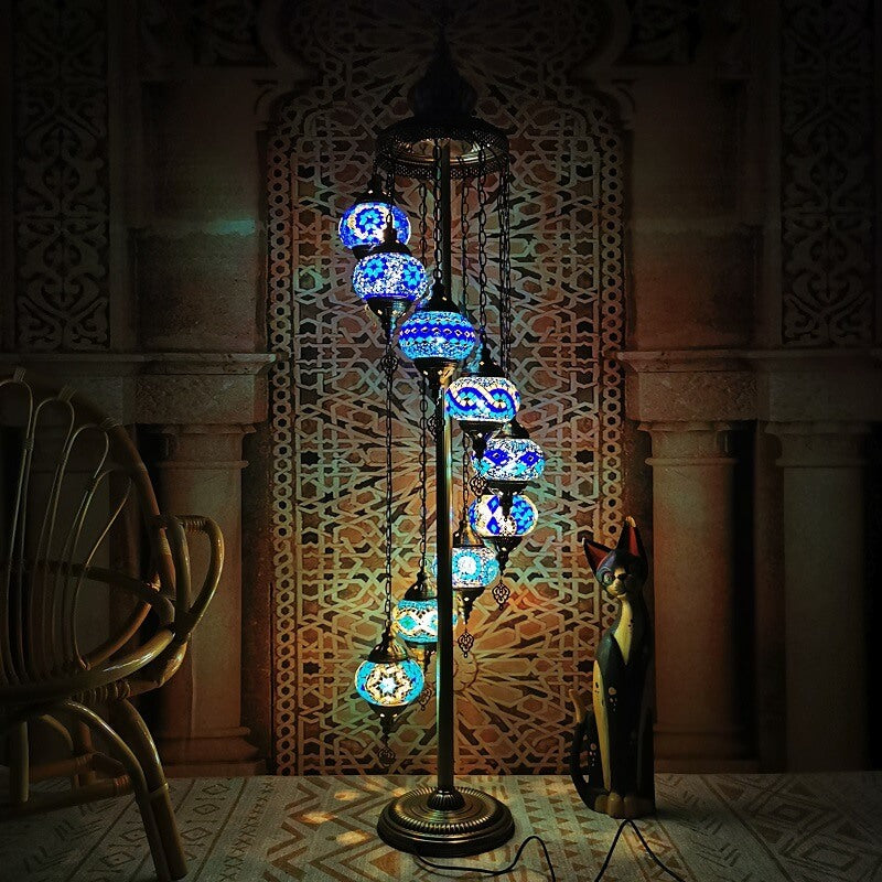 Retro Turkish Moroccan Globe 9-Light Floor Lamp