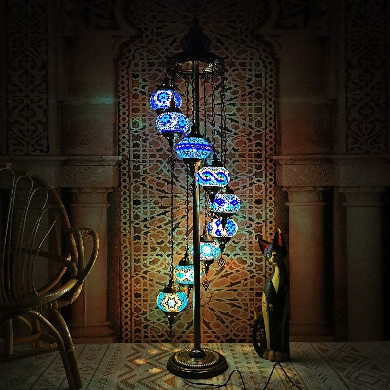 Retro Turkish Moroccan Globe 9-Light Floor Lamp