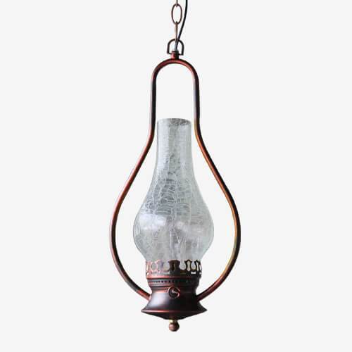 Vintage Kerosene Cracked Glass Pendant Light