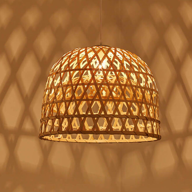 Modern Bamboo Weaving Dome Pendant Light