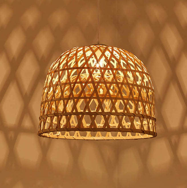 Modern Bamboo Weaving Dome Pendant Light