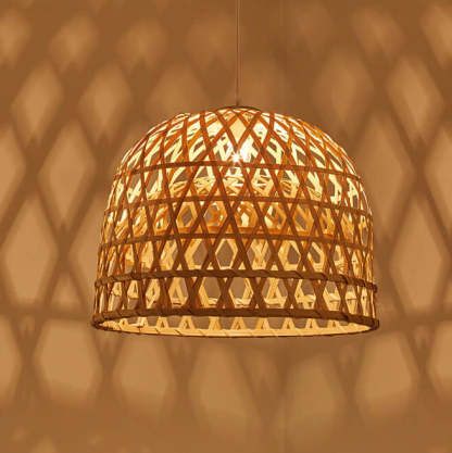 Modern Bamboo Weaving Dome Pendant Light