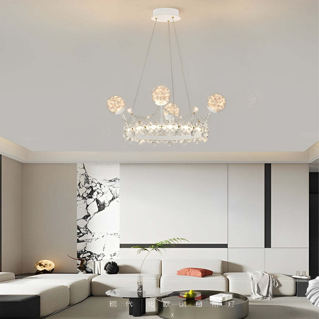 Crystal Glass Flower Crown Dimmable Nordic Chandelier