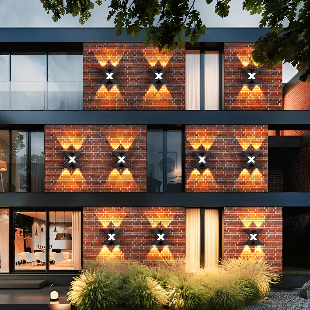 X Shape Creative Waterproof LED Black Modern Outdoor Wall Lamp Exterior Lights-Lighom