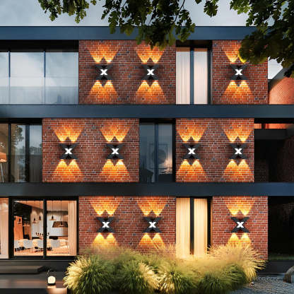 X Shape Creative Waterproof LED Black Modern Outdoor Wall Lamp Exterior Lights-Lighom