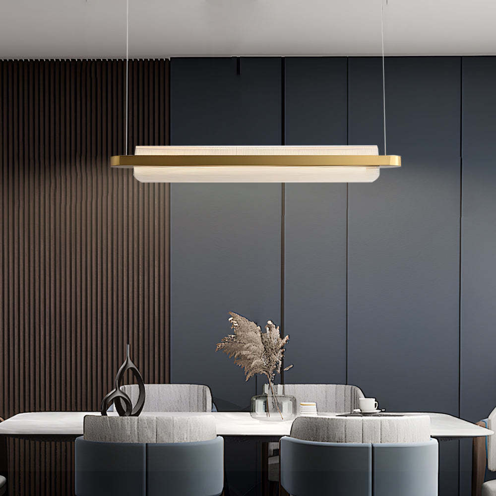 Modern Nami Linear Acrylic Island Suspension Lamp — Champagne Gold / Warm Light