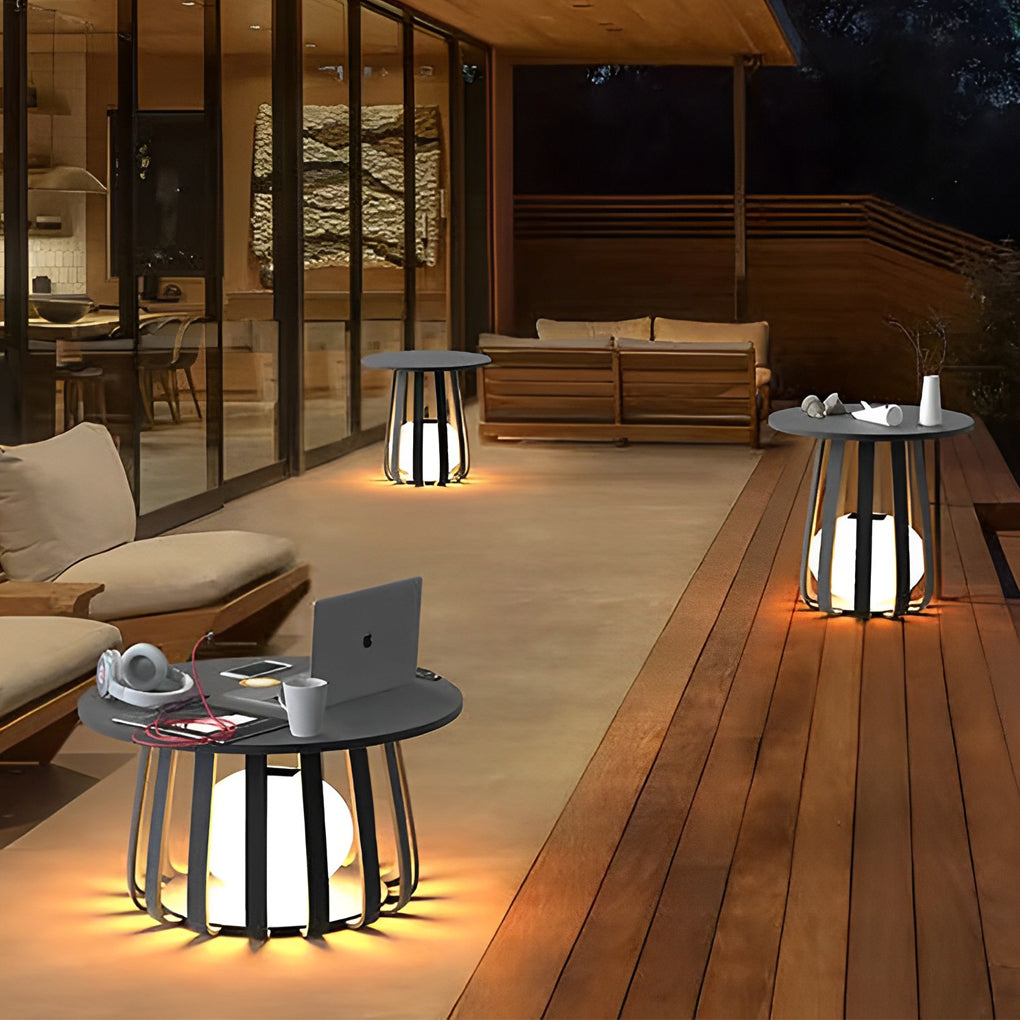 Round Waterproof RGB Iron Solar Coffee Table Lantern
