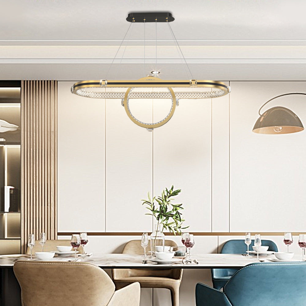 Long Oval Ring Dimmable LED Modern Dining Chandelier