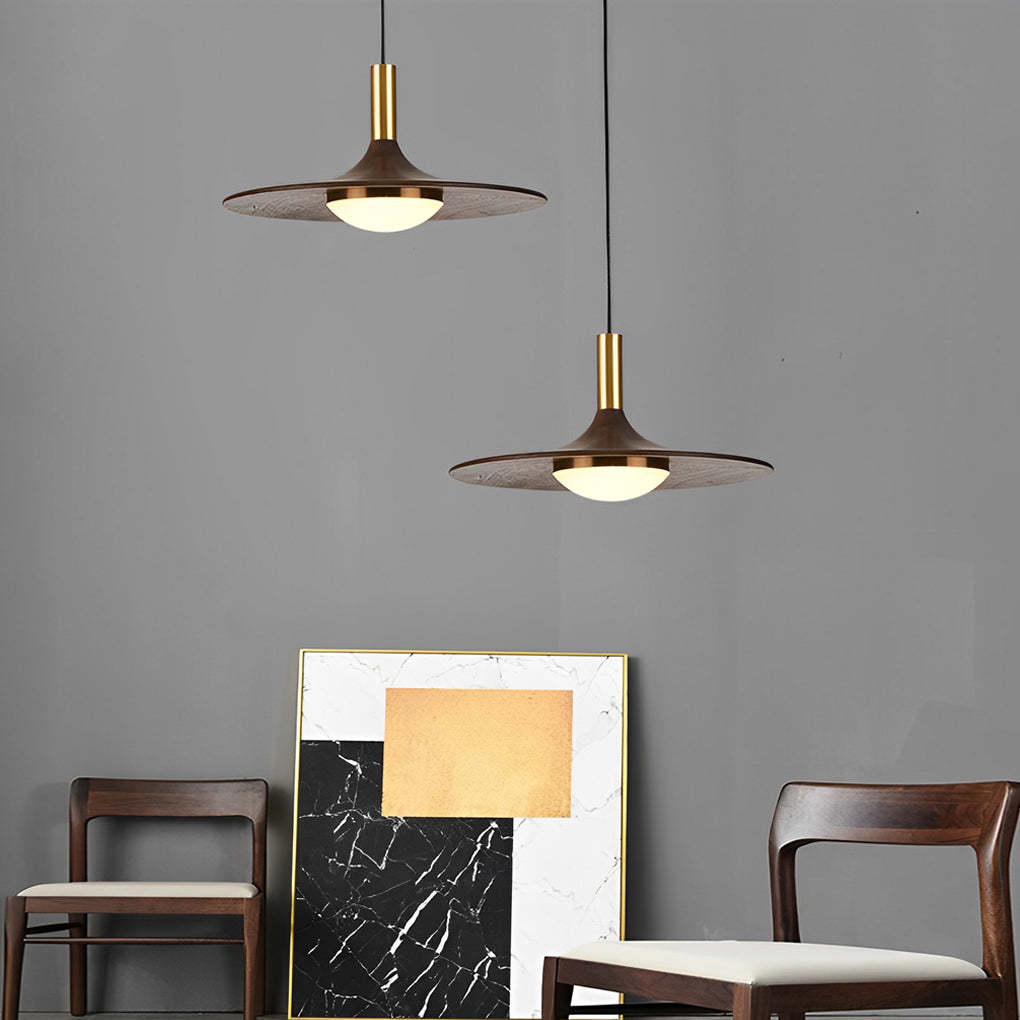 Flying Saucer Wood LED Nordic Pendant