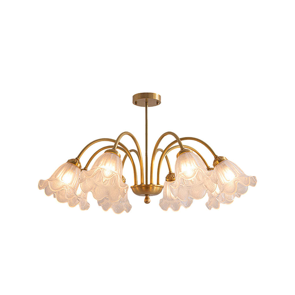Glass Flower Shade Dimmable French Chandelier