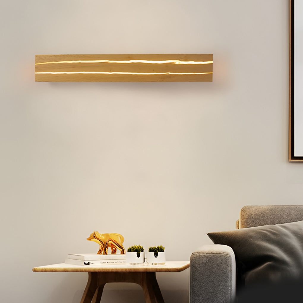 Adjustable Rectangular Wood Dimmable Modern LED Wall Lamp