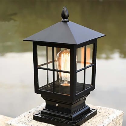 Traditional Square Waterproof LED Black Classic Solar Post Caps Lights-Lighom