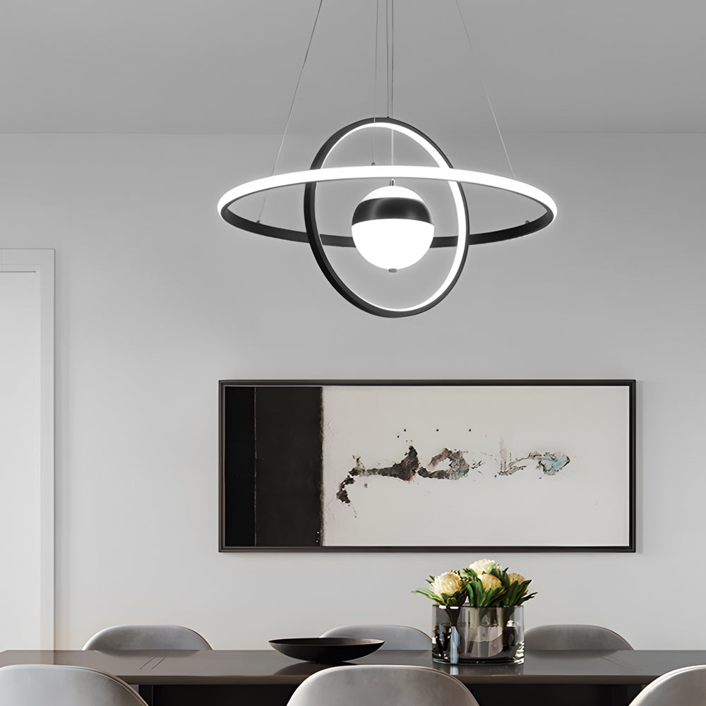 Lighom modern circular ring black pendant lighting — 3-Color Changeable