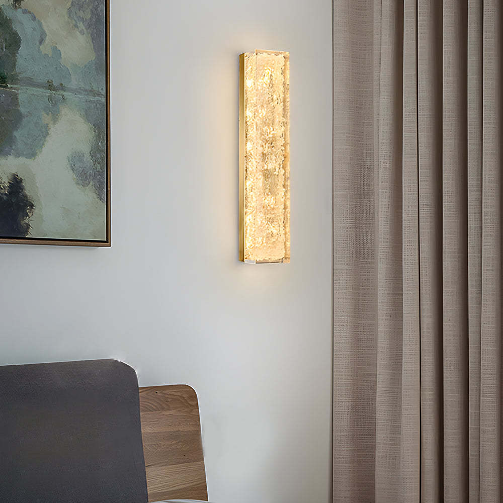 Modern Brass 1-Light LED Wall Sconces Rectangle Wall Light in Ice Resin-Lighom