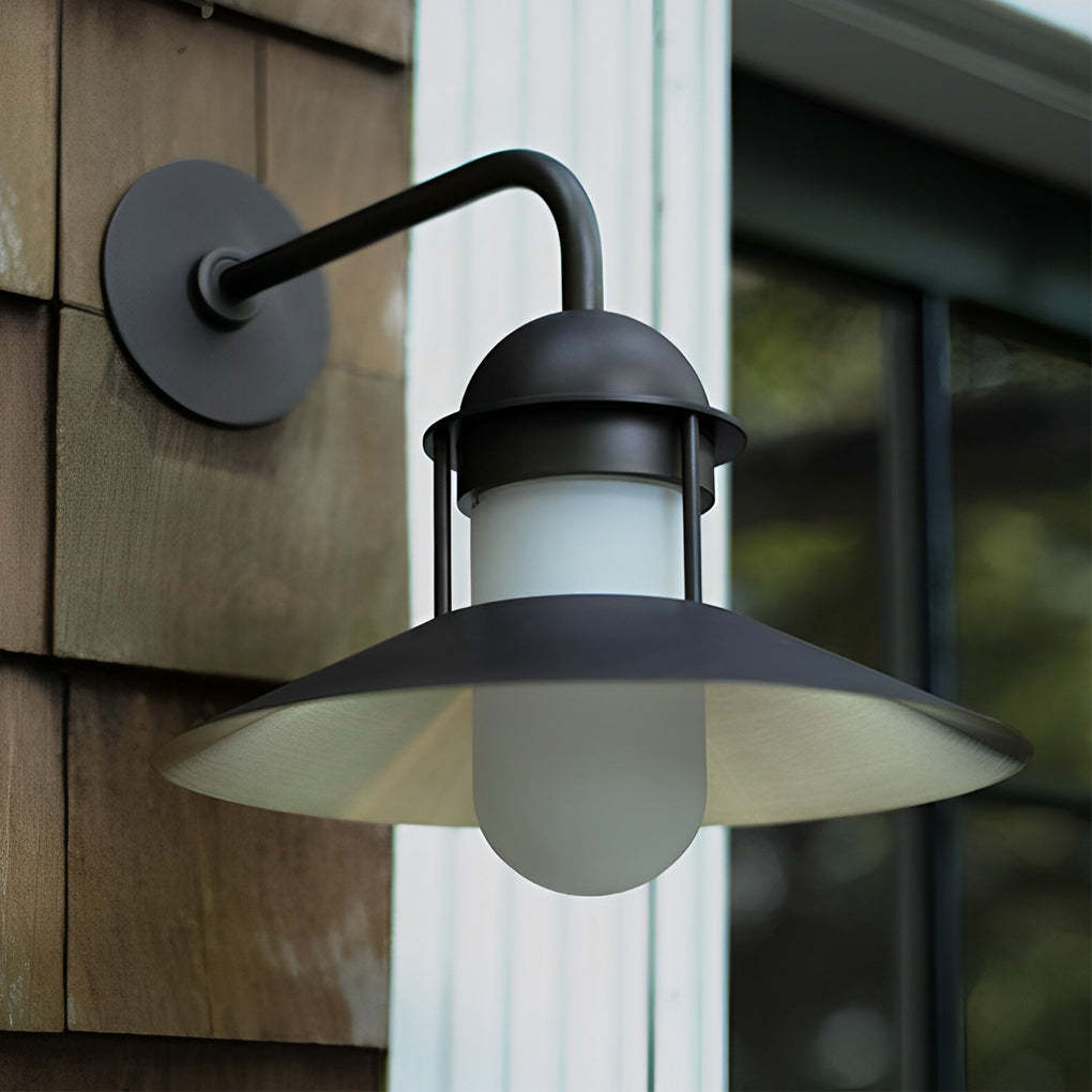 Antique Round Iron Glass Waterproof Black Retro Outdoor Wall Lights-Lighom