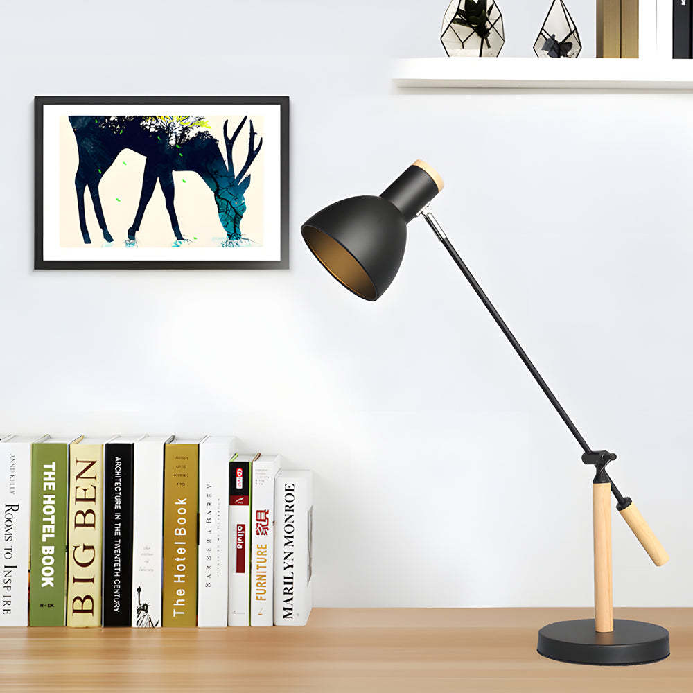 Adjustable Rotatable Wood and Metal Reading Desk Lamp for Modern Spaces-Lighom