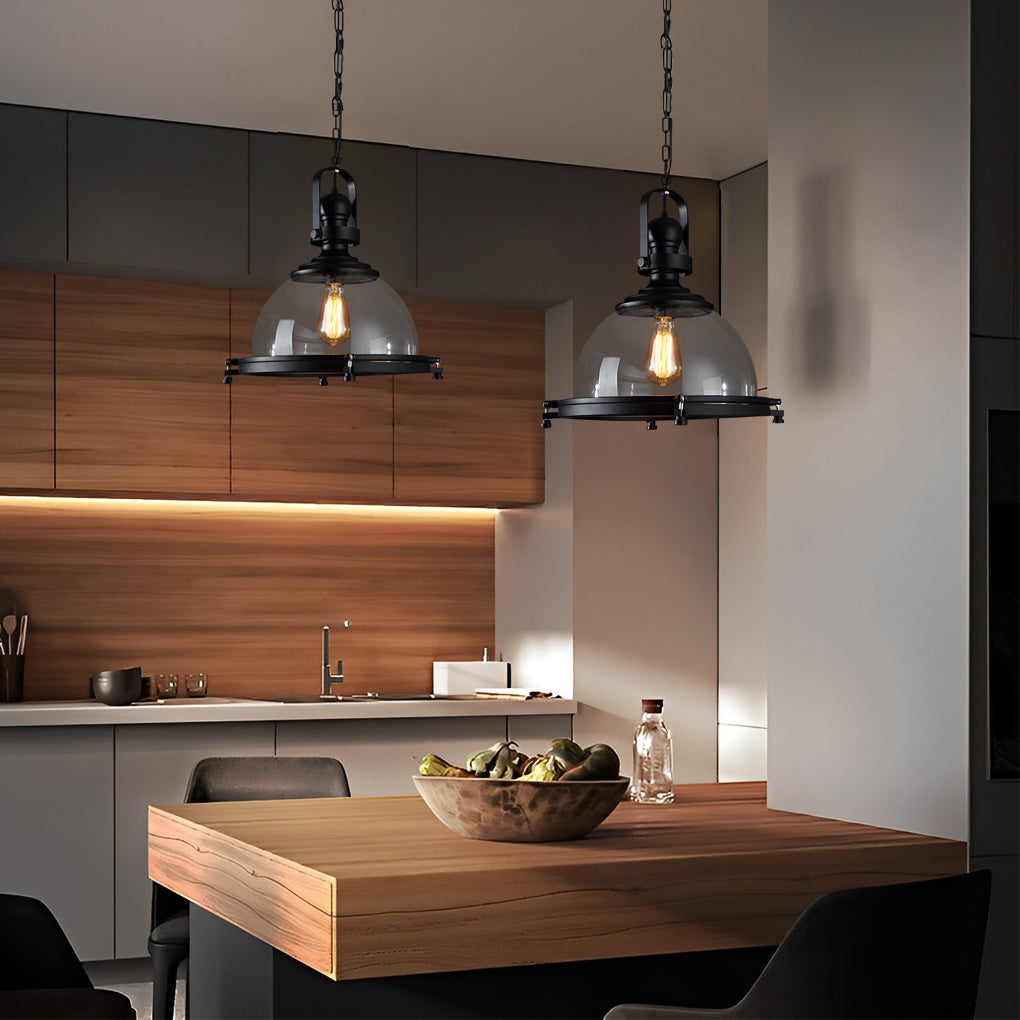 Retro Semicircular Black Industrial Pendant