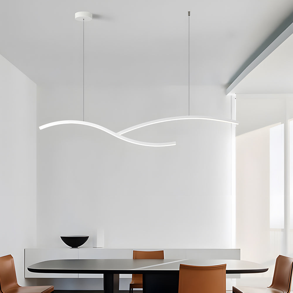 Black White Wave Linear LED Pendant