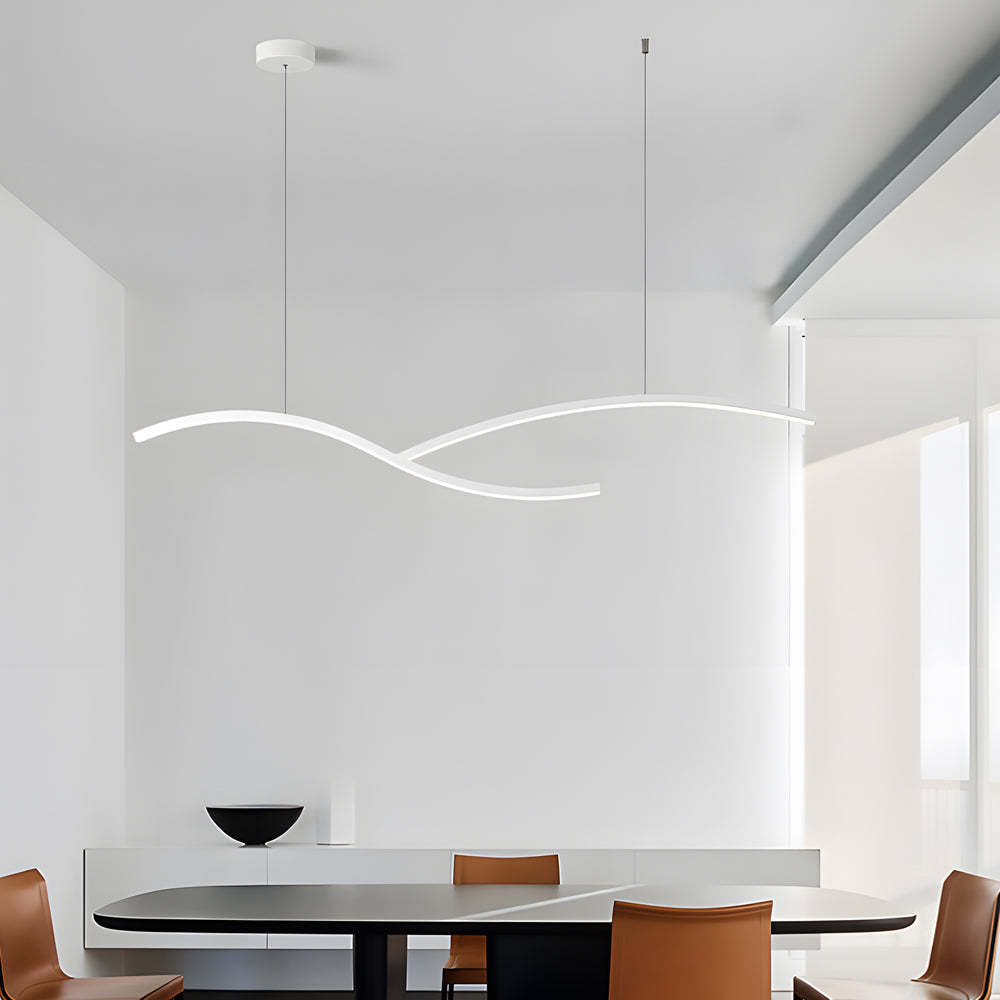 Black White Wave Linear LED Pendant