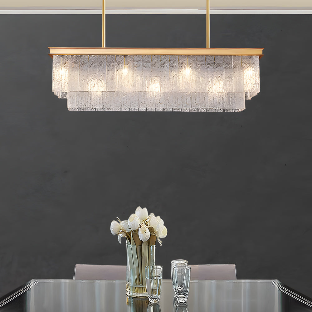 Black glass long layer pendant lighting - modern — Brushed Gold