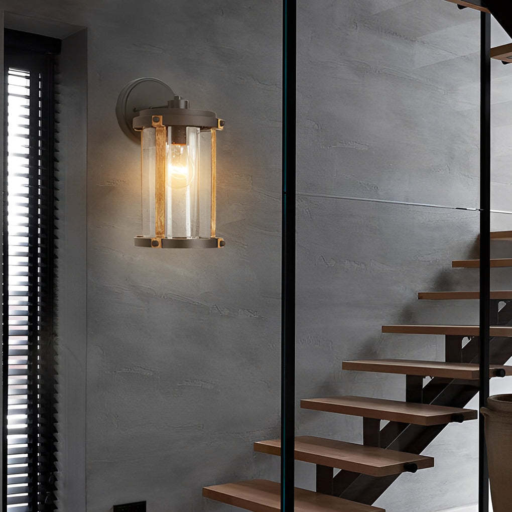 Vintage Waterproof Glass Black Industrial Style Outdoor Wall Sconces Lighting-Lighom