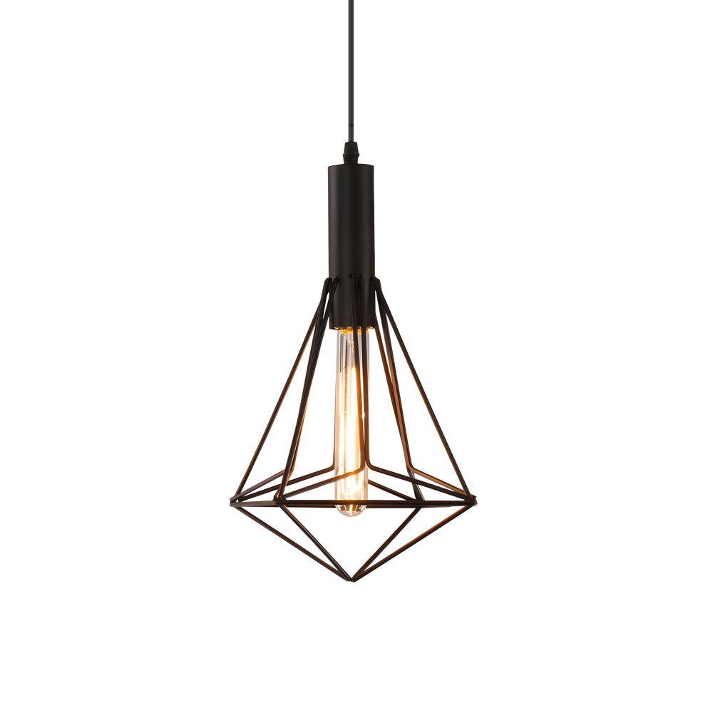 Iron Geometric Lines Black Retro Industrial Chandelier