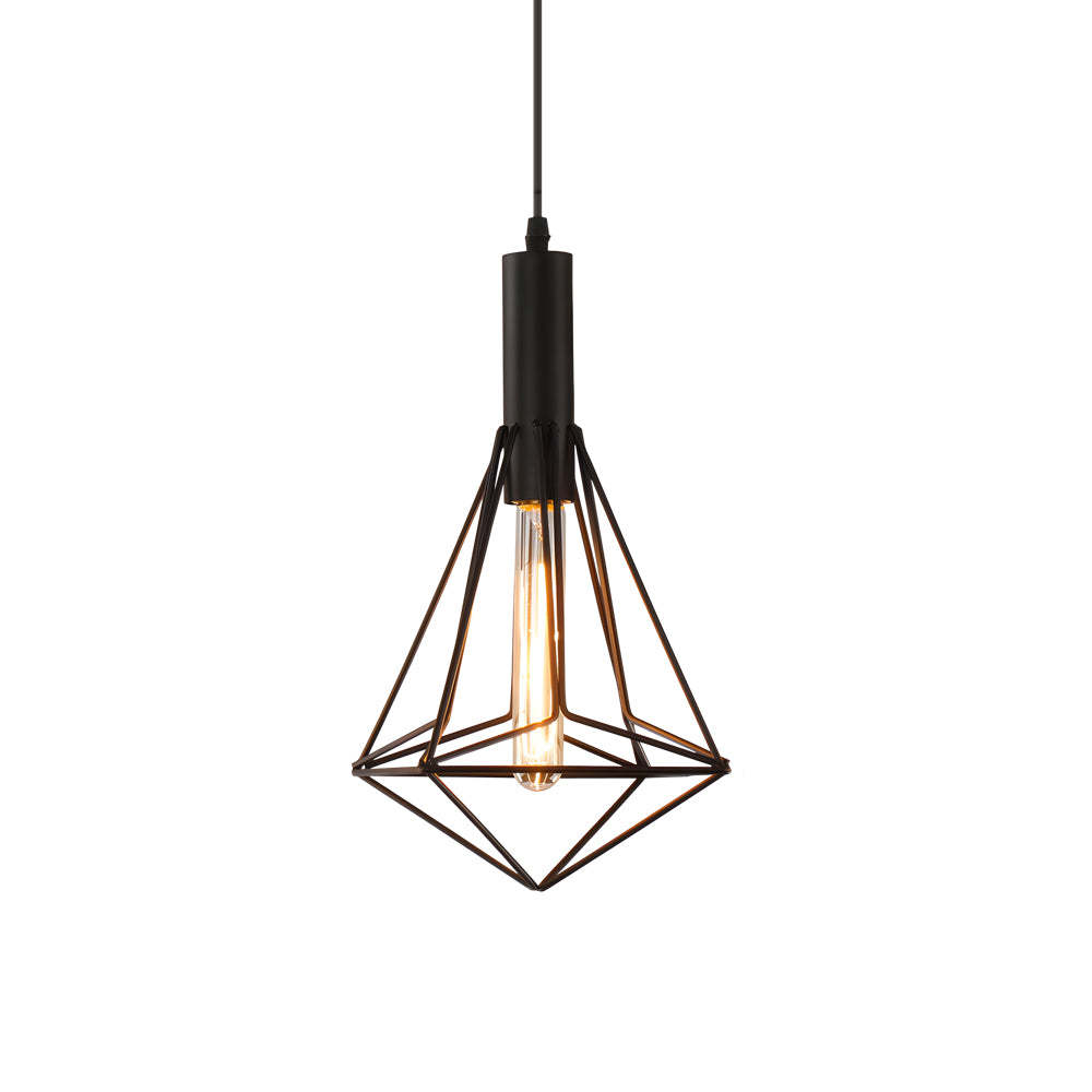 Iron Geometric Lines Black Retro Industrial Chandelier