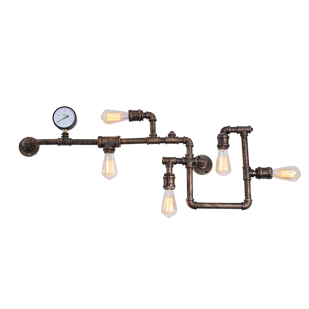 Vintage Iron Water Pipes Retro Creative Industrial Style Wall Light Fixture-Lighom