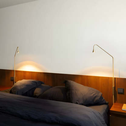 Swing Long Arm Austere Wall Lamp - Black/Gold-Lighom