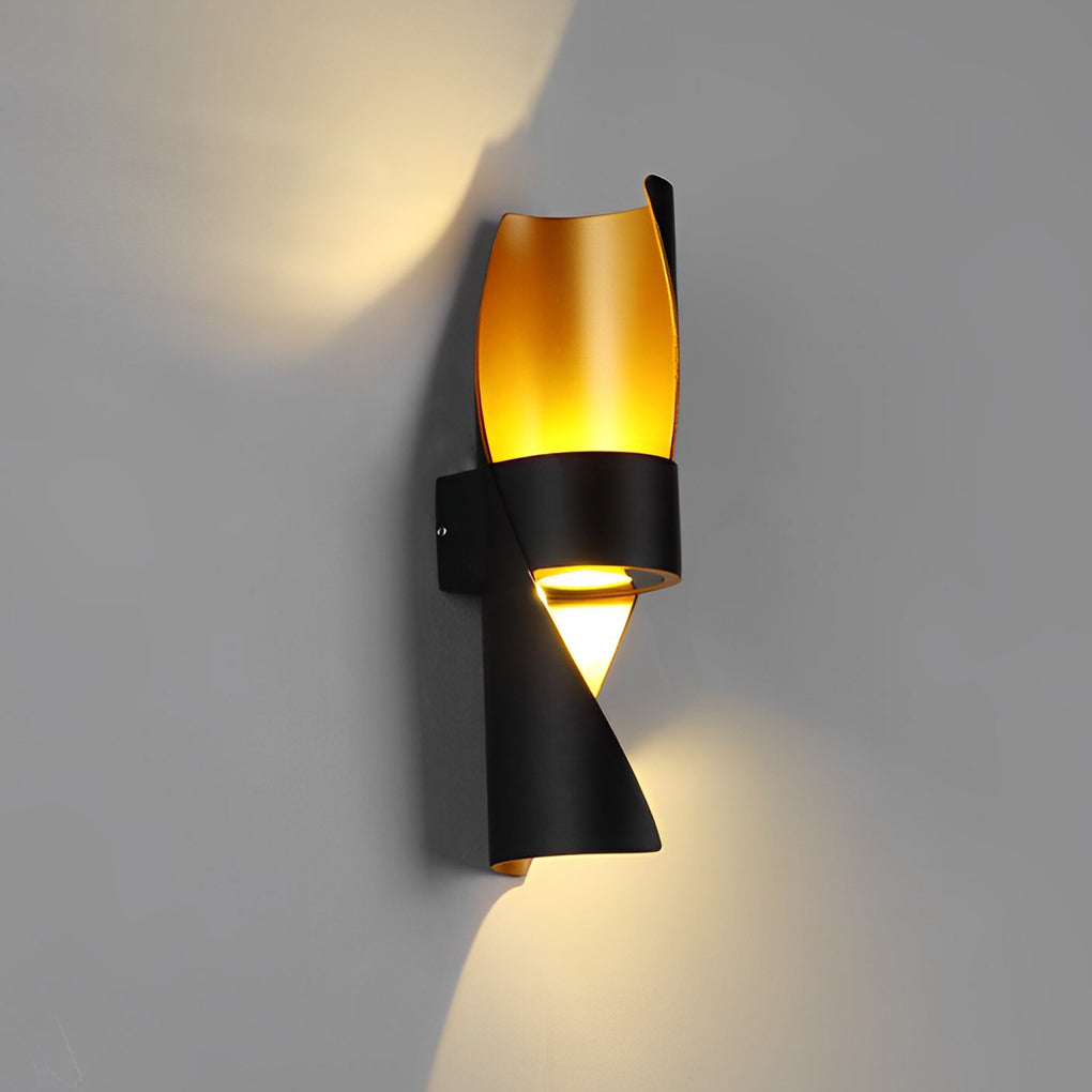 Spiral Exterior Up and Down Wall Lights Outdoor Wall Mounted Light with Gold Interior-Lighom