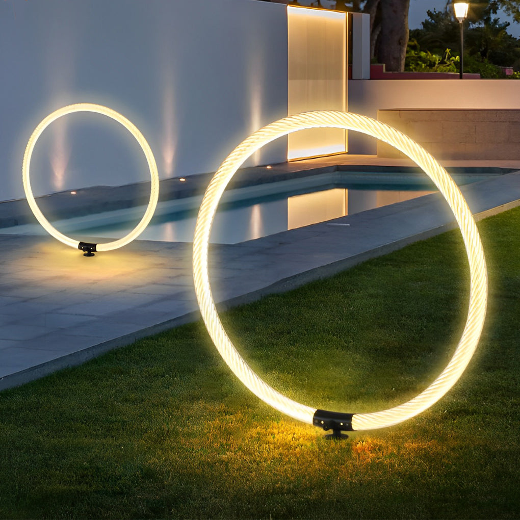Modern ring lawn landscape lighting in synthetic acrylic