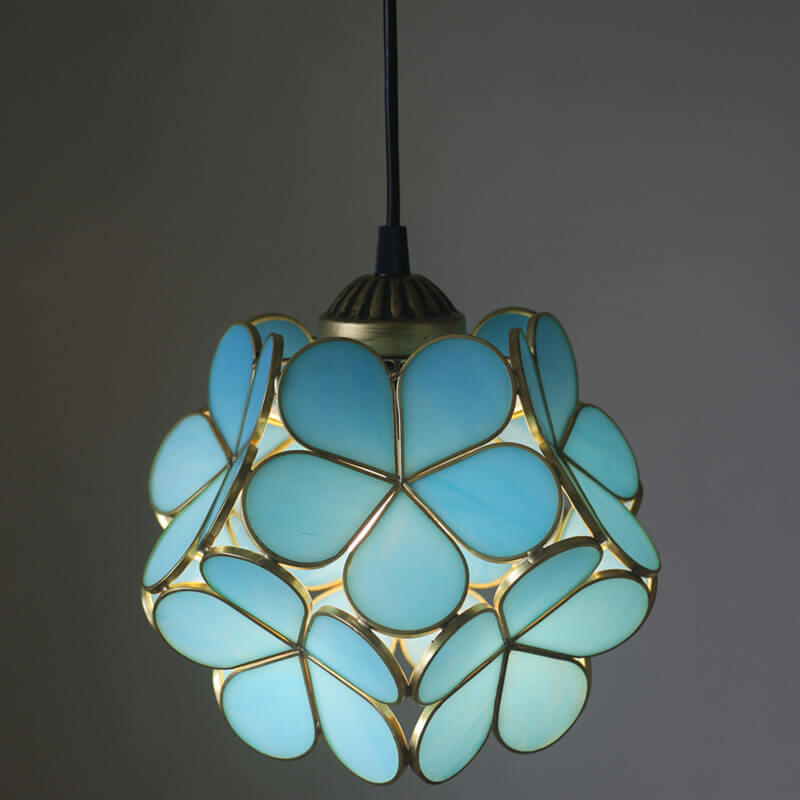 Vintage Stained Glass Petal Pendant Light