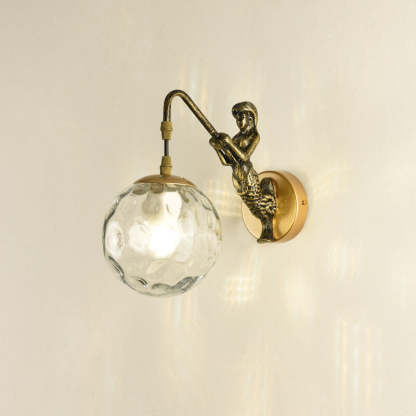 Vintage Rustic Mermaid Orb 1-Light Wall Sconce Lamp