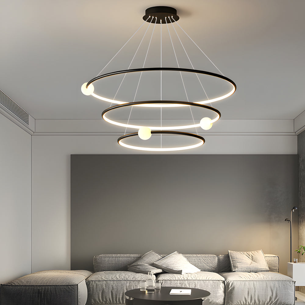 White Black Circular Dimmable LED Ring Chandelier