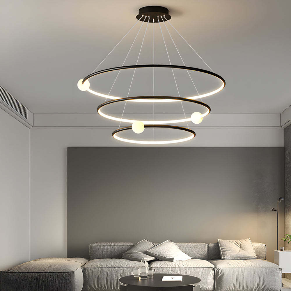 White Black Circular Dimmable LED Ring Chandelier