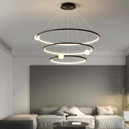 White Black Circular Dimmable LED Ring Chandelier