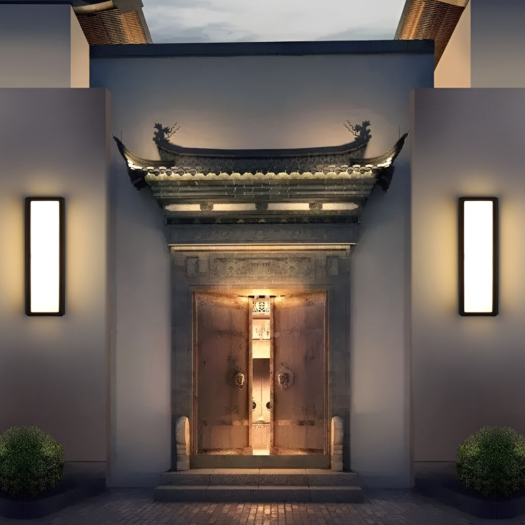 Rectangle LED Waterproof Motion Sensor Black Modern Wall Sconce Lighting-Lighom
