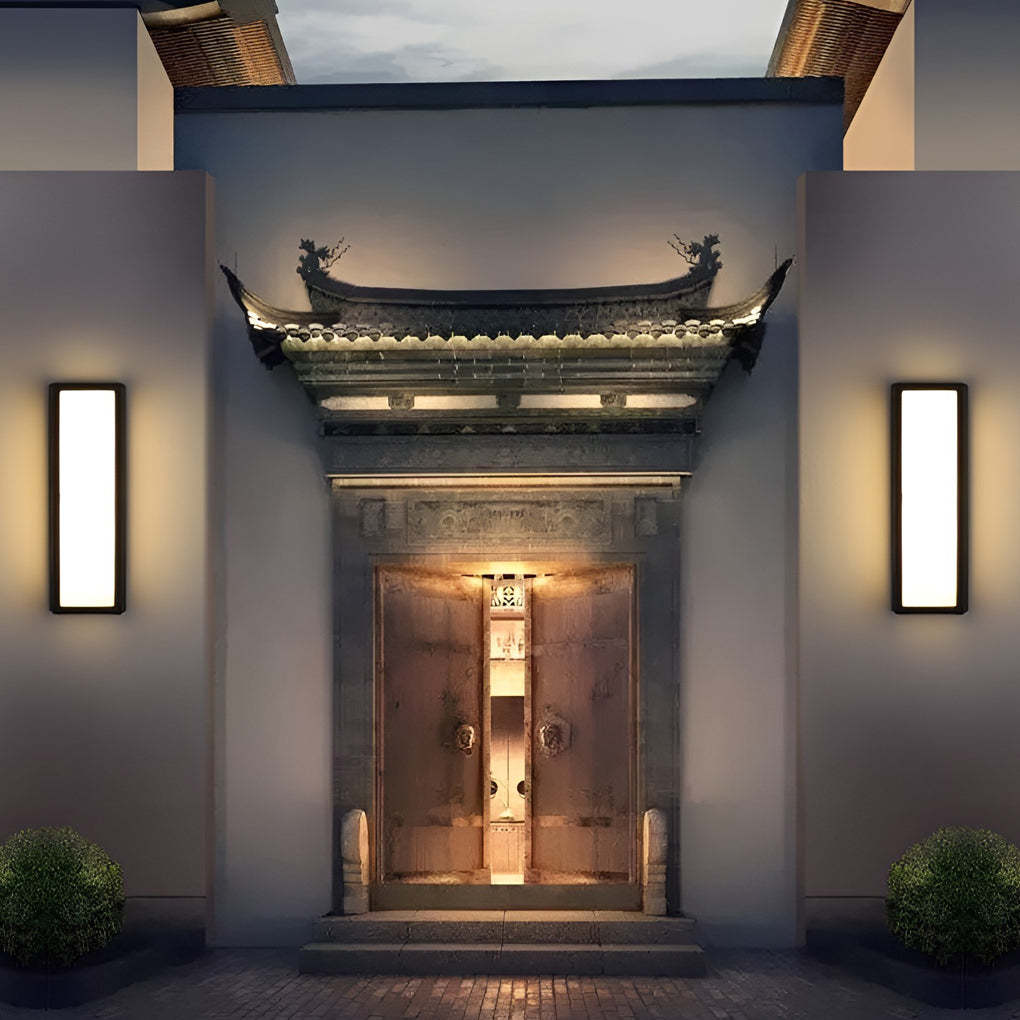 Rectangle LED Waterproof Motion Sensor Black Modern Wall Sconce Lighting-Lighom