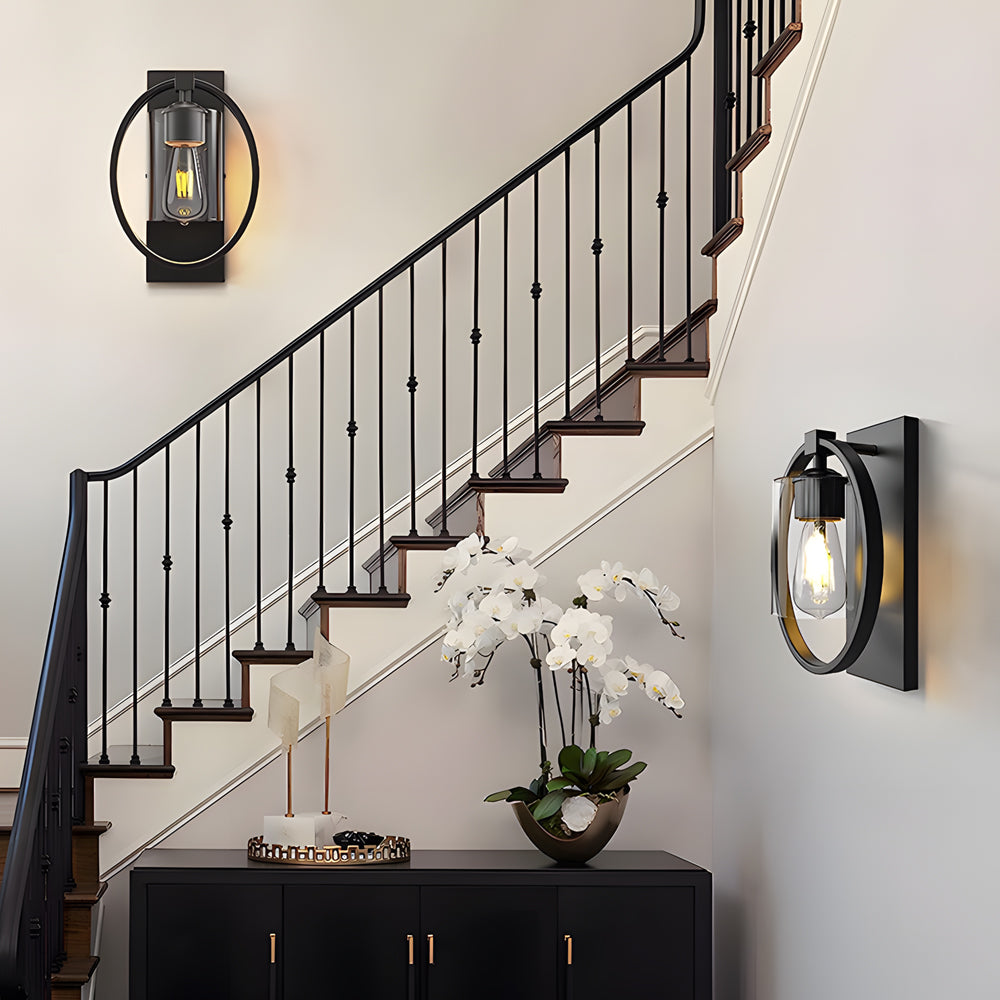 Black Industrial Tungsten Bathroom Wall Sconce
