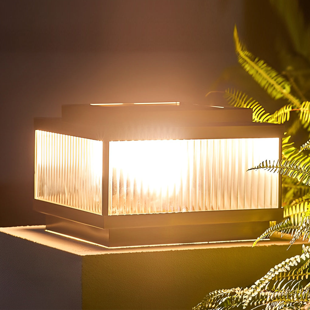 Square Smart Timer Modern Solar Fence Post Light