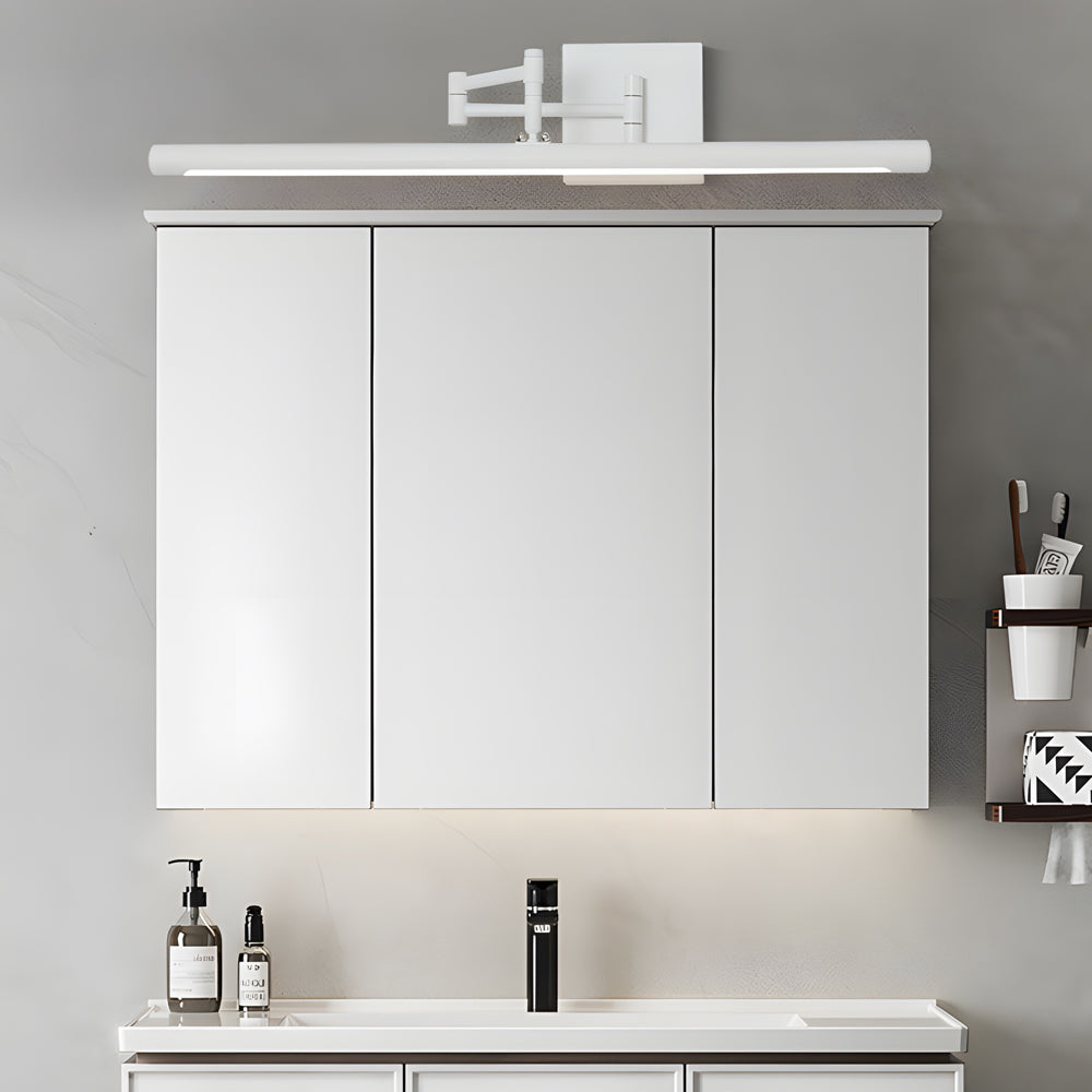 Black modern matte swing-arm bathroom vanity lighting — Cool White (6000K) / White