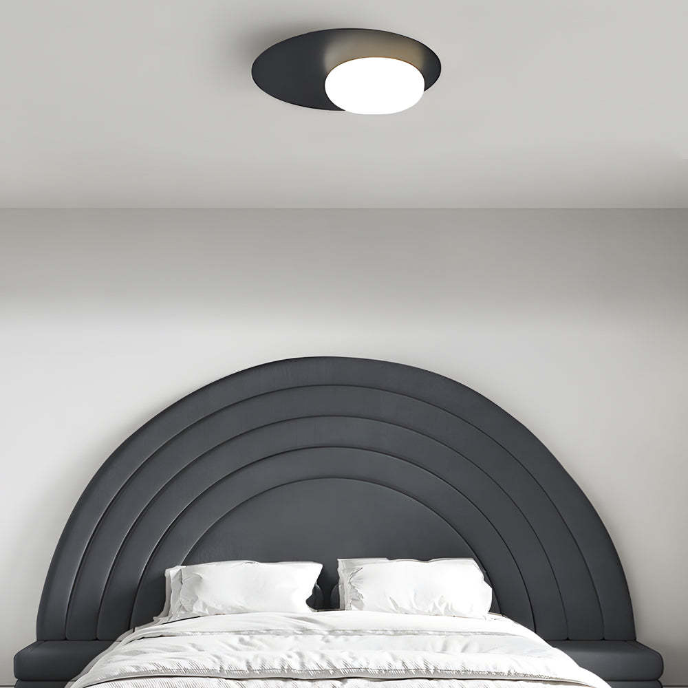 LED Oval Metal White Glass Flush Mount Light